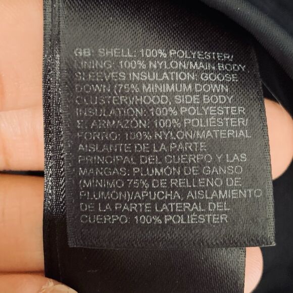 North Face Puffer Coat Transit II Women S Black Spot Speckle 550 Goose Down Hood - Picture 6 of 16